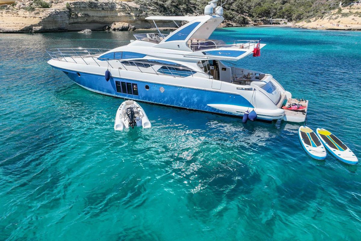 Exterior view of Not Dead Yet, a Azimut 64 yacht at Palma de Mallorca, Spain