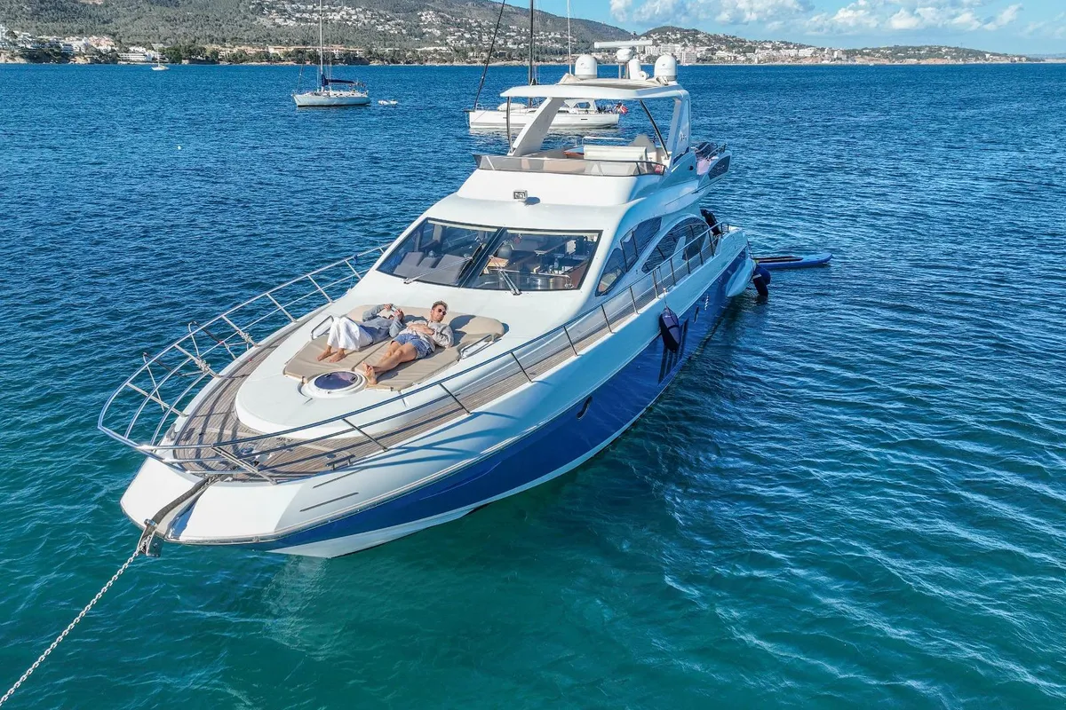 Exterior view of Not Dead Yet, a Azimut 64 yacht at Palma de Mallorca, Spain