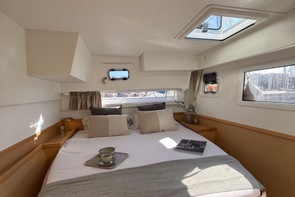 Cabin on Mares, a Lagoon 42 catamaran at Sant Antoni de Portmany, Spain