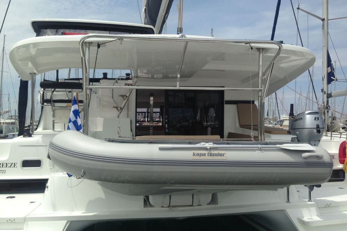 Exterior view of Aeolian Breeze, a Lagoon 42 catamaran at Preveza, Greece