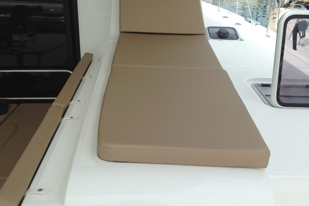 Deck of Aeolian Breeze, a Lagoon 42 catamaran at Preveza, Greece