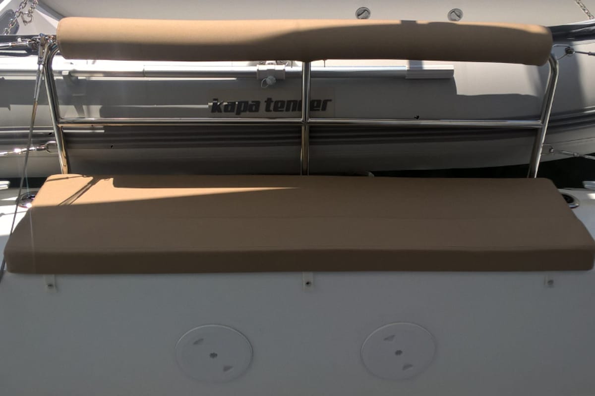 Deck of Aeolian Breeze, a Lagoon 42 catamaran at Preveza, Greece