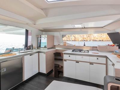 Galley of Cerulean, a Fountaine Pajot Elba 45 catamaran at Dubrovnik, Croatia