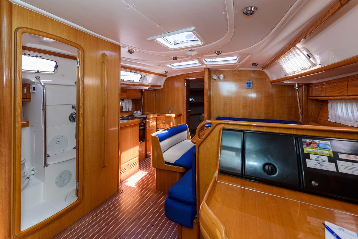 Salon of Blue Queen, a Bavaria 42 Cruiser sailboat at Grad Trogir, Croatia