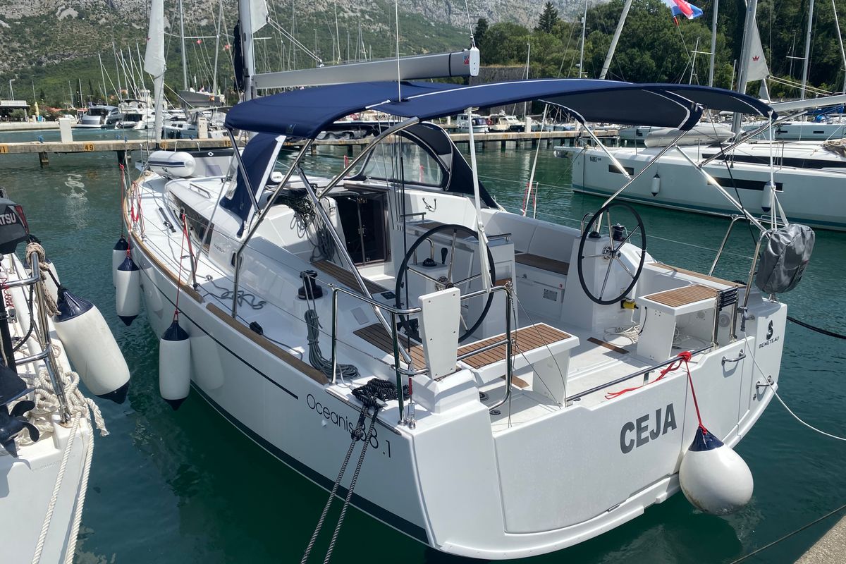Exterior view of Ceja, a Beneteau Oceanis 38.1 sailboat at Dubrovnik, Croatia