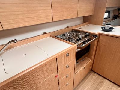 Galley of NAYJARA II, a Bavaria C42 sailboat at Cecina, Italy