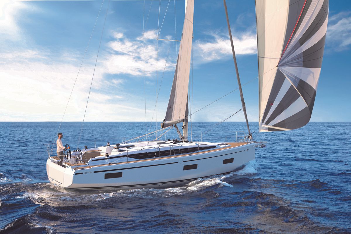 Exterior view of NAYJARA II, a Bavaria C42 sailboat at Cecina, Italy