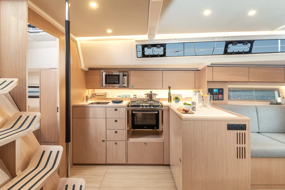 Galley of NAYJARA II, a Bavaria C42 sailboat at Cecina, Italy