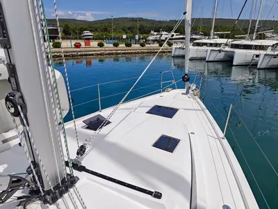 Deck of Zen, a Bavaria C42 sailboat at Općina Sukošan, Croatia