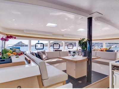 Salon of Eye Candy, a Gulet Catlante 720 catamaran at Eden Island Marina, Seychelles
