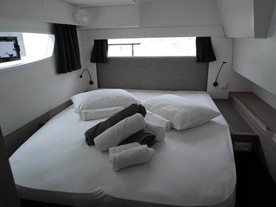 Cabin on Positive Energy, a Fountaine Pajot Tanna 47 catamaran at Seychelles, Eden Island Marina, Seychelles