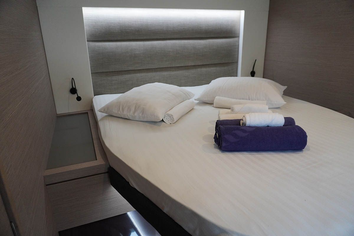 Cabin on Positive Energy, a Fountaine Pajot Tanna 47 catamaran at Seychelles, Eden Island Marina, Seychelles