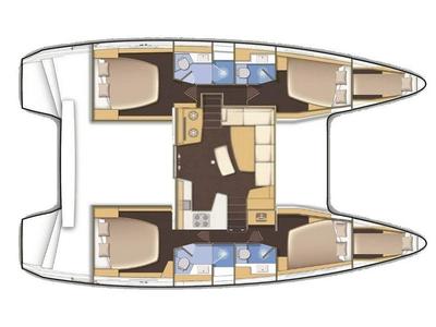 Floor plan of Ladesta, a Lagoon 42 catamaran at Grad Kaštela, Croatia