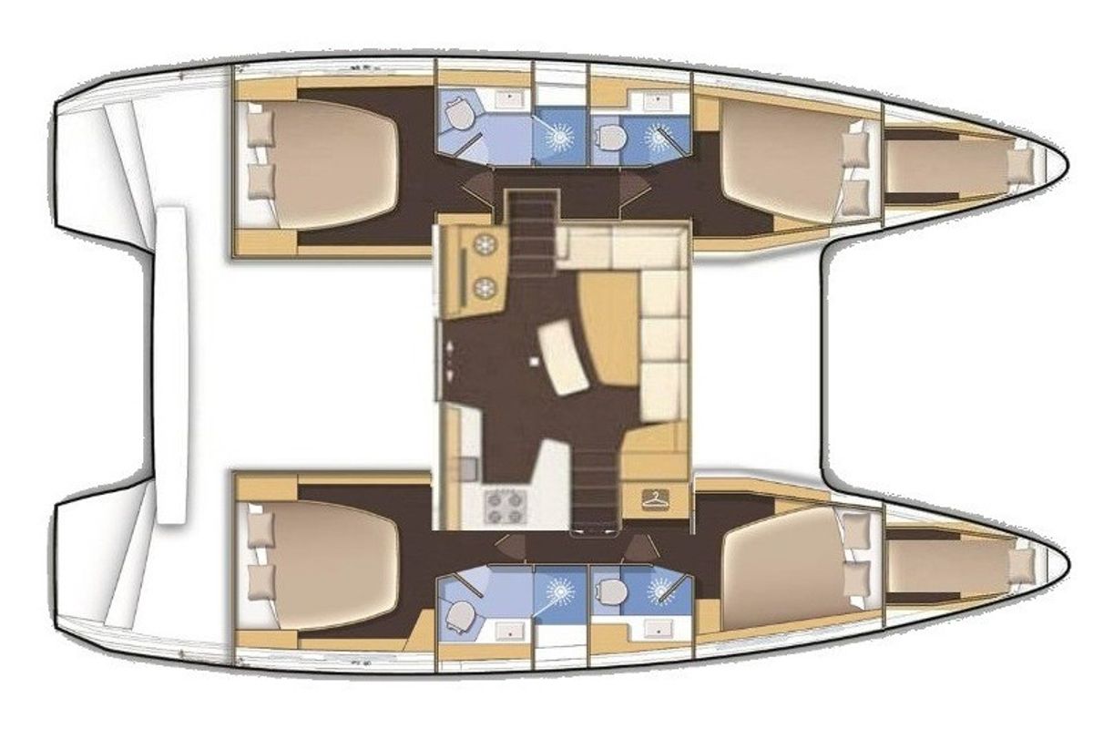 Floor plan of Ladesta, a Lagoon 42 catamaran at Grad Kaštela, Croatia