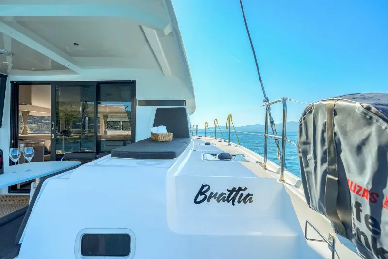 Deck of Brattia, a Lagoon 42 catamaran at Grad Kaštela, Croatia