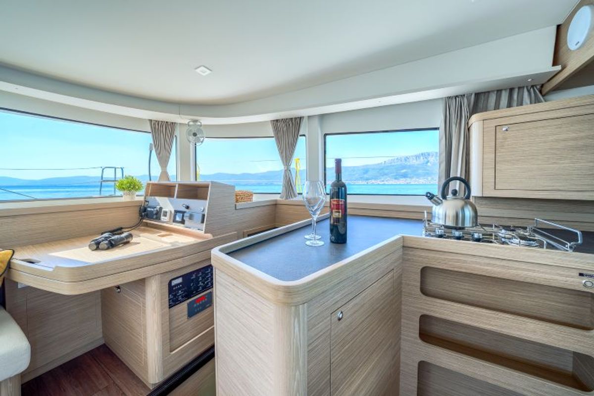 Galley of Brattia, a Lagoon 42 catamaran at Grad Kaštela, Croatia