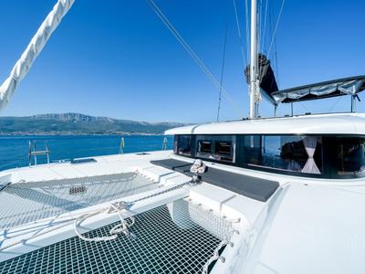 Deck of Brattia, a Lagoon 42 catamaran at Grad Kaštela, Croatia
