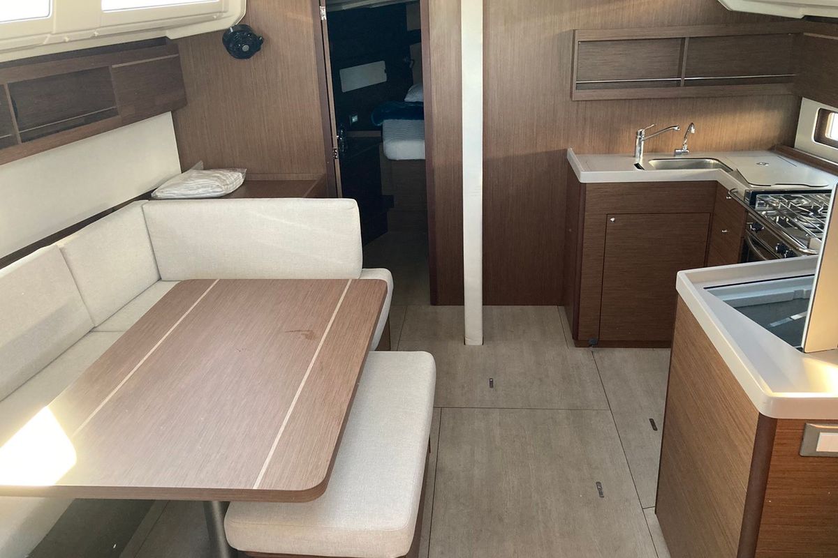 Salon of Dimitra, a Beneteau Oceanis 40.1 sailboat at Preveza, Greece