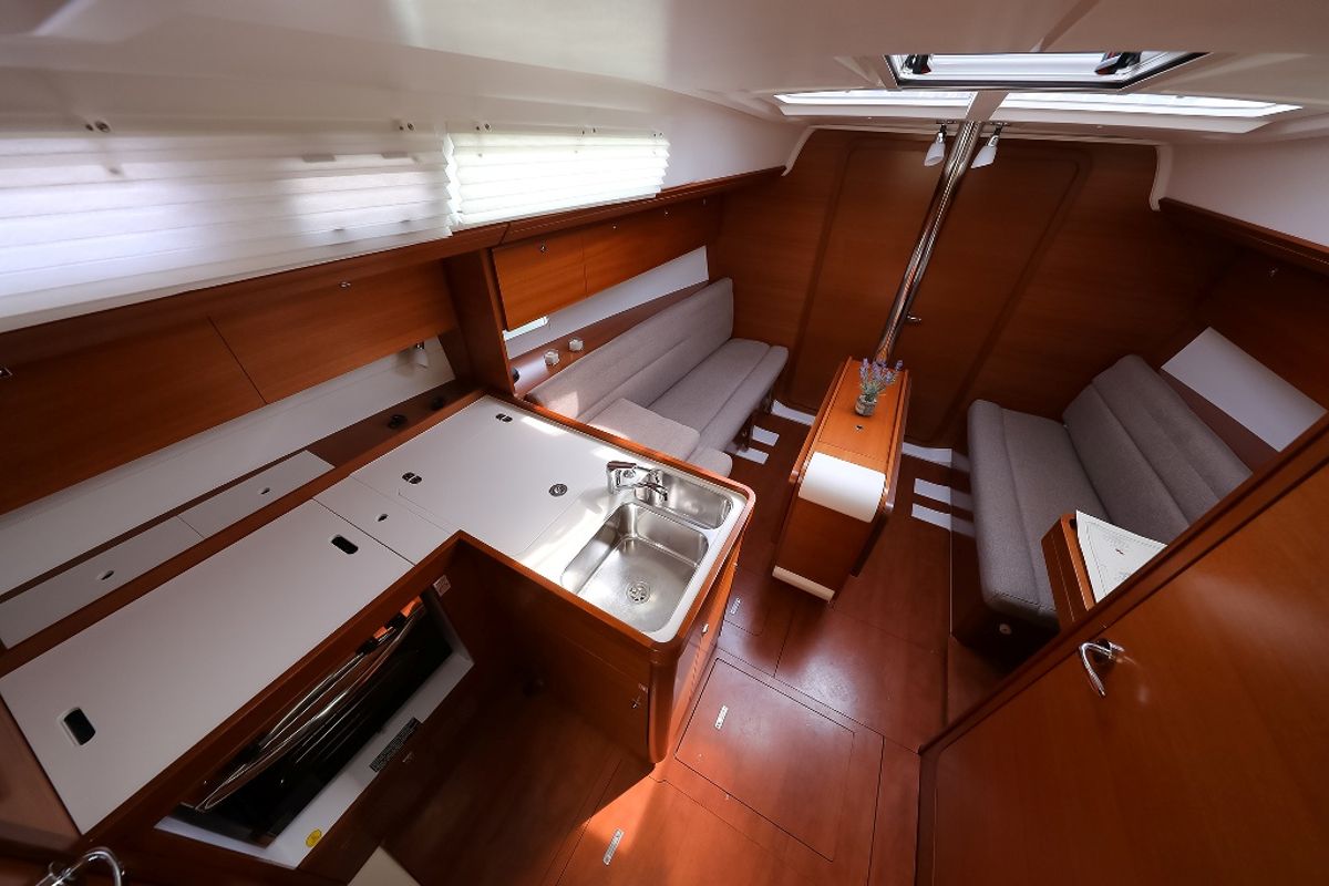 Salon of Papillon, a Dufour 350 GL sailboat at Grad Biograd na Moru, Croatia
