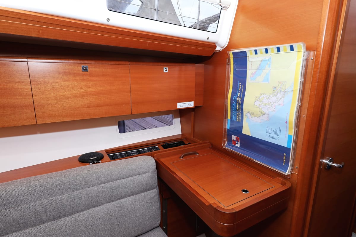 Salon of Papillon, a Dufour 350 GL sailboat at Grad Biograd na Moru, Croatia