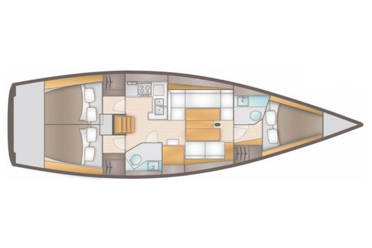 Floor plan of RED ZEPPELIN, a AD Boats Salona 41 sailboat at Marmaris, Turkey