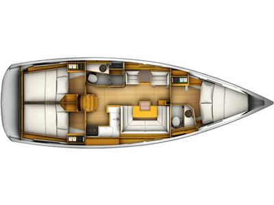 Floor plan of Telchinis, a Jeanneau Sun Odyssey 409 sailboat at Municipal Unit of Rhodes, Greece