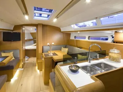 Galley of Telchinis, a Jeanneau Sun Odyssey 409 sailboat at Municipal Unit of Rhodes, Greece