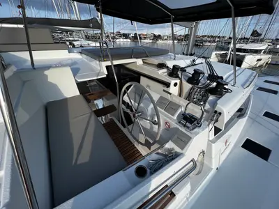 Cockpit of Andy, a Fountaine Pajot Tanna 47 catamaran at Općina Sukošan, Croatia