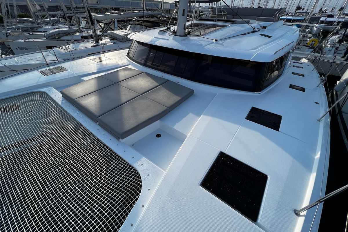 Deck of Andy, a Fountaine Pajot Tanna 47 catamaran at Općina Sukošan, Croatia