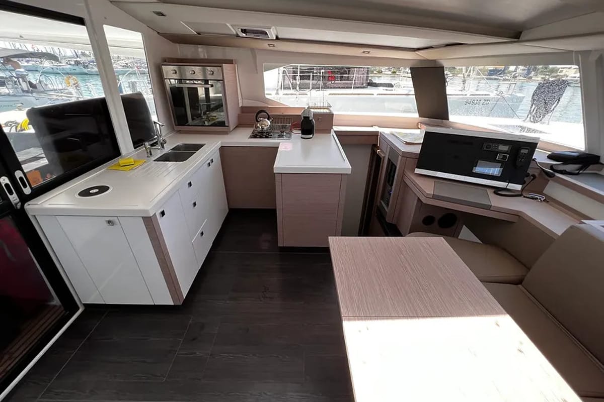 Galley of Jami, a Fountaine Pajot Astréa 42 catamaran at Grad Pula, Croatia