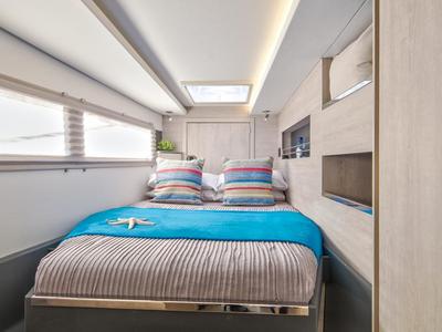Cabin on Moorings 4500L Club, a Leopard 45 catamaran at Gouvia, Greece