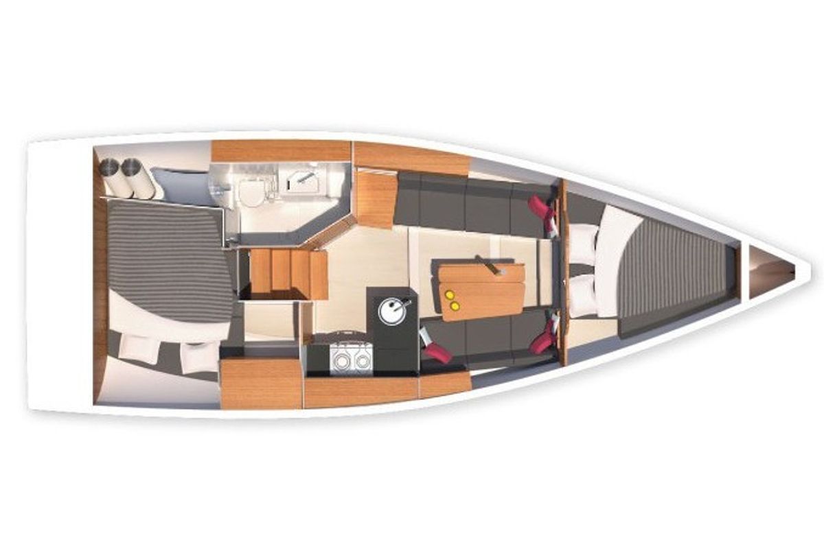 Floor plan of Tendance III, a Hanse Yachts Hanse 315 sailboat at Cogolin, France