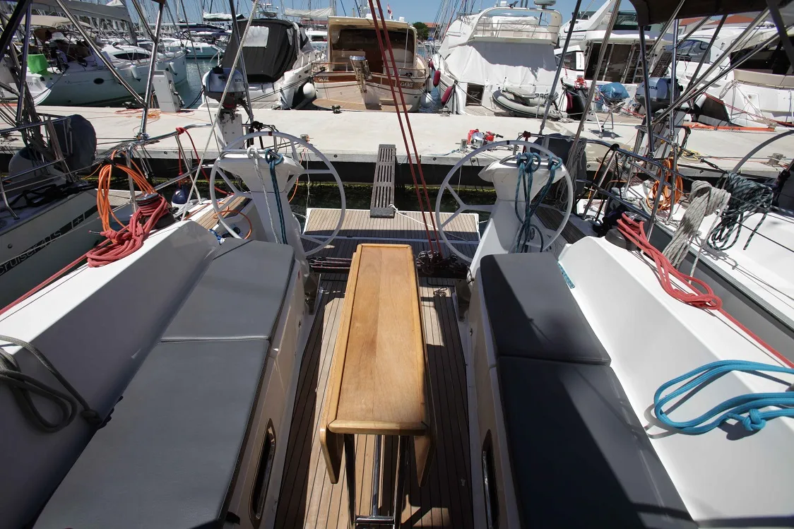 Cockpit of Blackstar, a Bavaria Cruiser 41S sailboat at Pirovac, Croatia