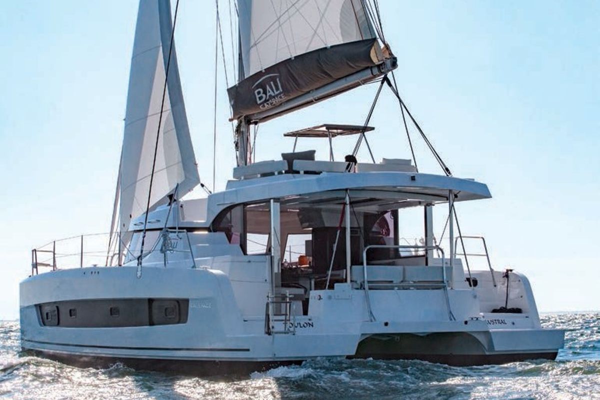 Exterior view of Balize, a Bali Catspace catamaran at Marmaris, Turkey