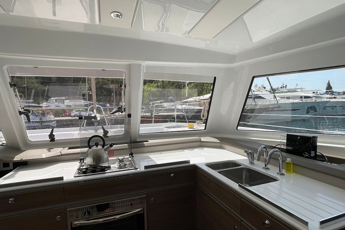 Galley of Balize, a Bali Catspace catamaran at Marmaris, Turkey