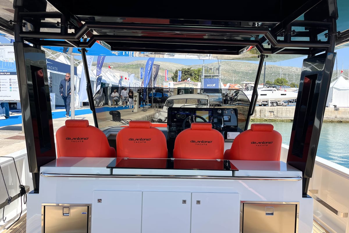Deck of Eragon, a De Antonio Yachts De Antonio D42 Open yacht at Seget Donji, Croatia
