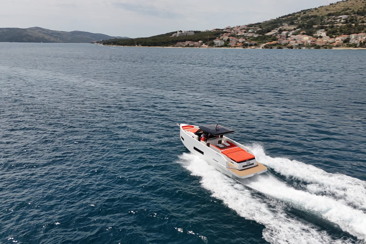 Exterior view of Eragon, a De Antonio Yachts De Antonio D42 Open yacht at Seget Donji, Croatia