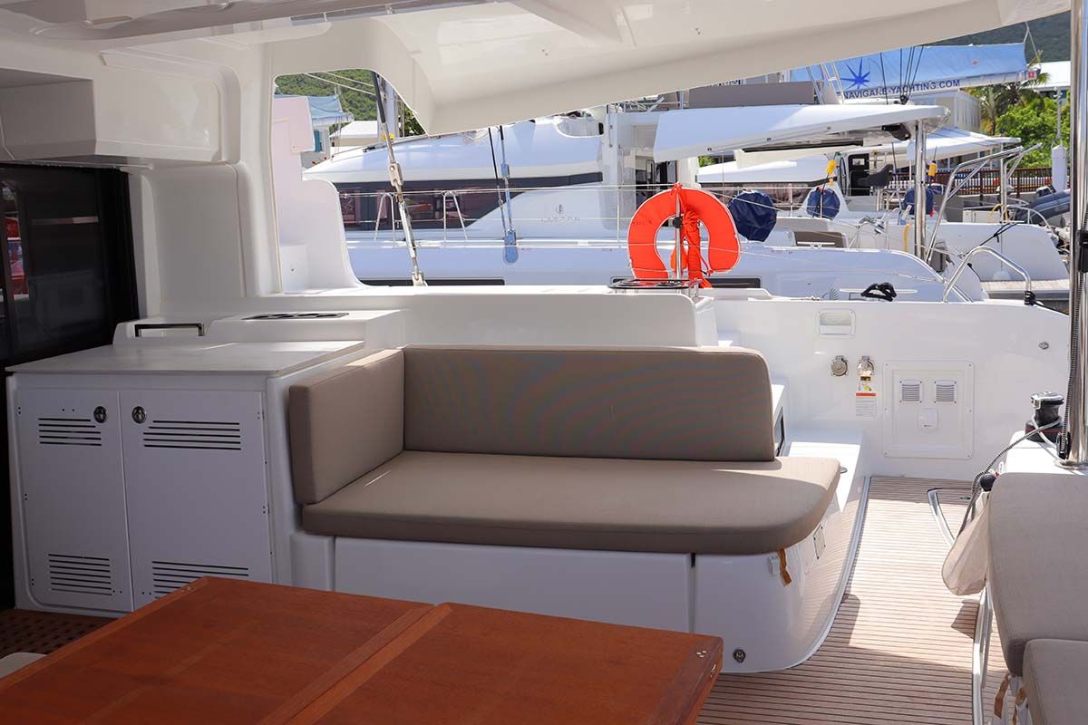 Deck of Taisia_X, a Lagoon 46 catamaran at Road Town, British Virgin Islands