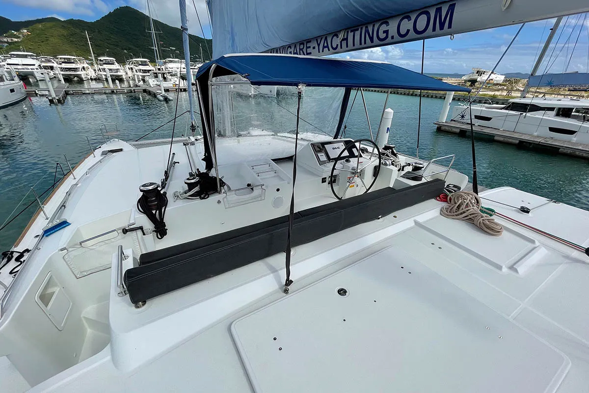 Deck of Gatto di Mare , a Lagoon 450 F catamaran at Seychelles, Eden Island Marina, Seychelles