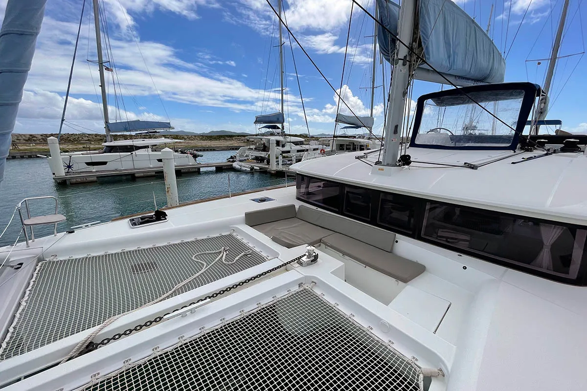 Deck of Gatto di Mare , a Lagoon 450 F catamaran at Seychelles, Eden Island Marina, Seychelles