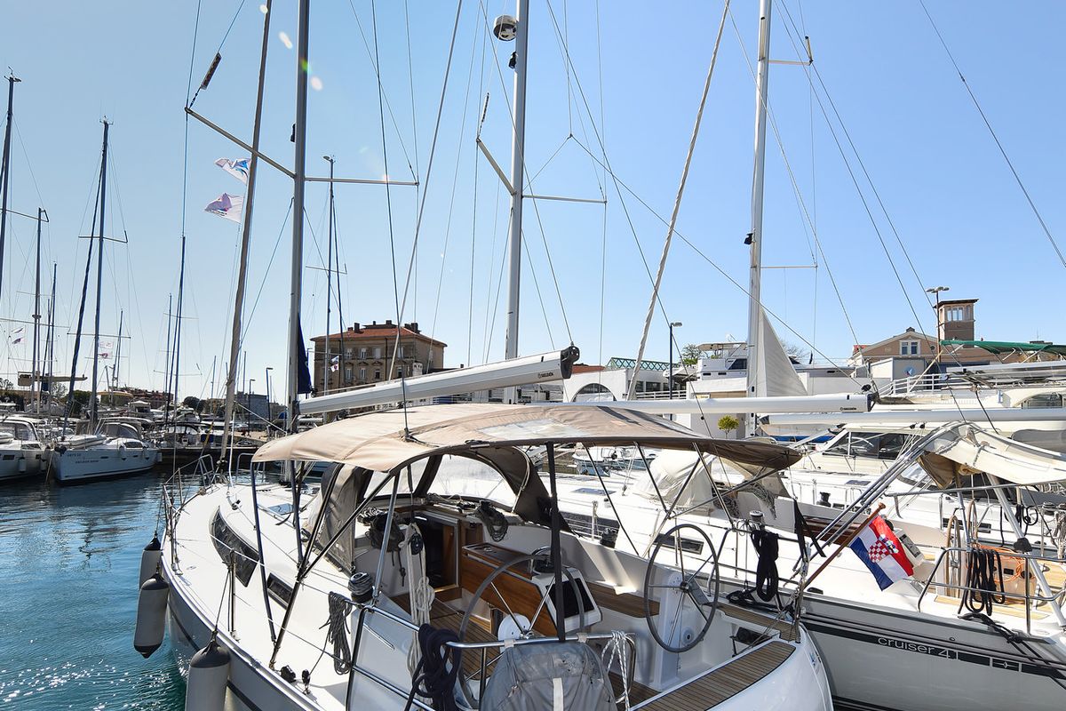 Exterior view of Viviana, a Bavaria 37 sailboat at Zadar, Croatia