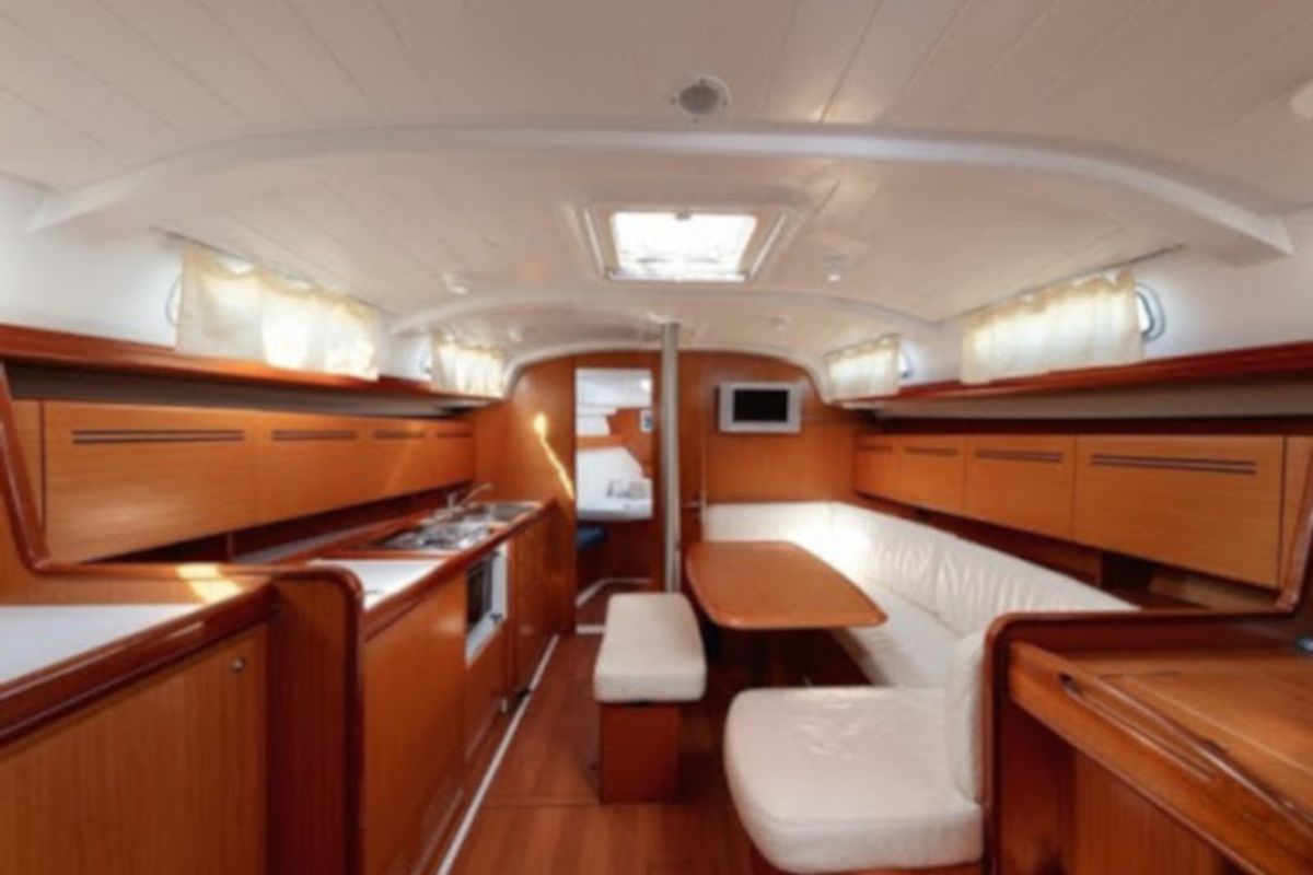 Salon of Tecno Sail, a Beneteau Cyclades 43.3 sailboat at Genoa, Italy
