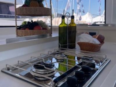 Galley of Sunset Chaser, a Bali 4.4 catamaran at Central Abaco, Bahamas