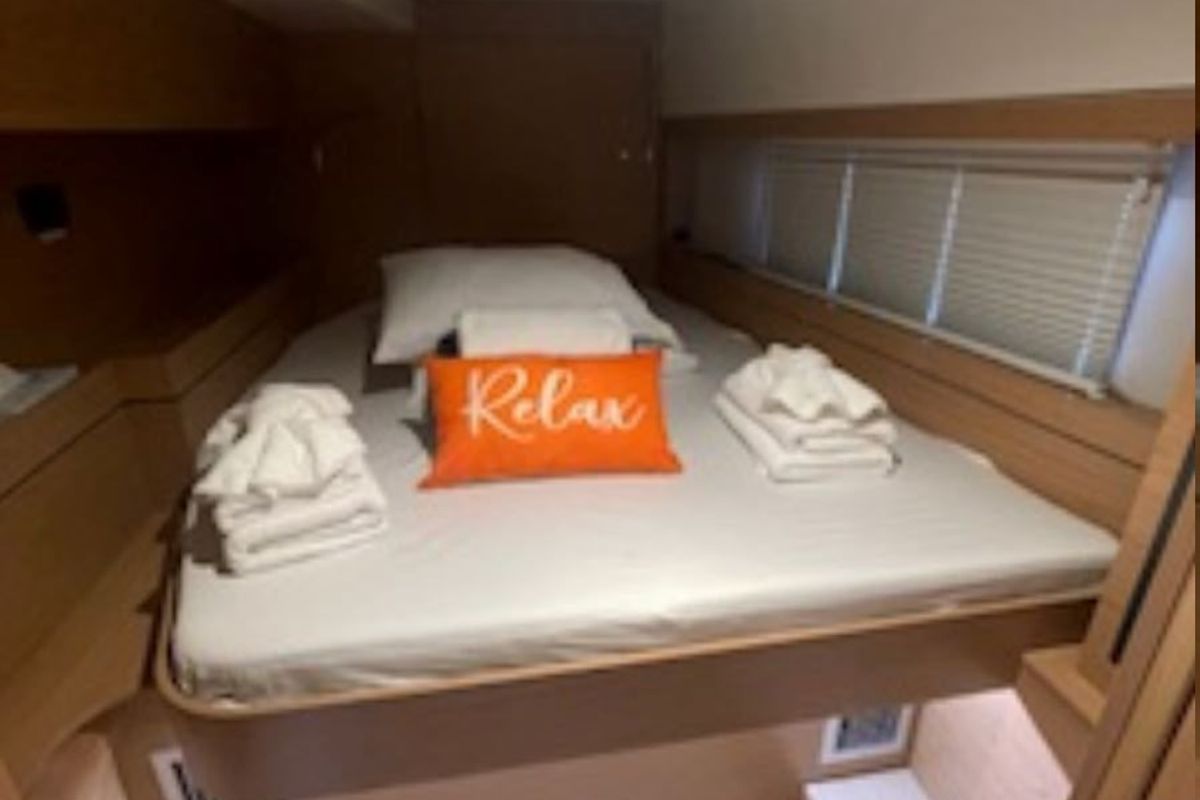 Cabin on Sunset Chaser, a Bali 4.4 catamaran at Central Abaco, Bahamas