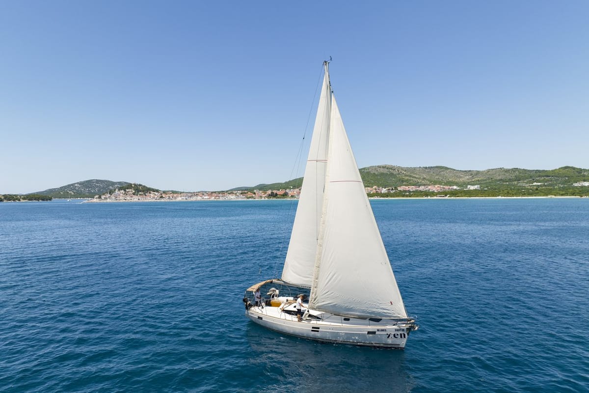 Exterior view of No Limits, a Elan Impression 45 sailboat at Tribunj, Croatia