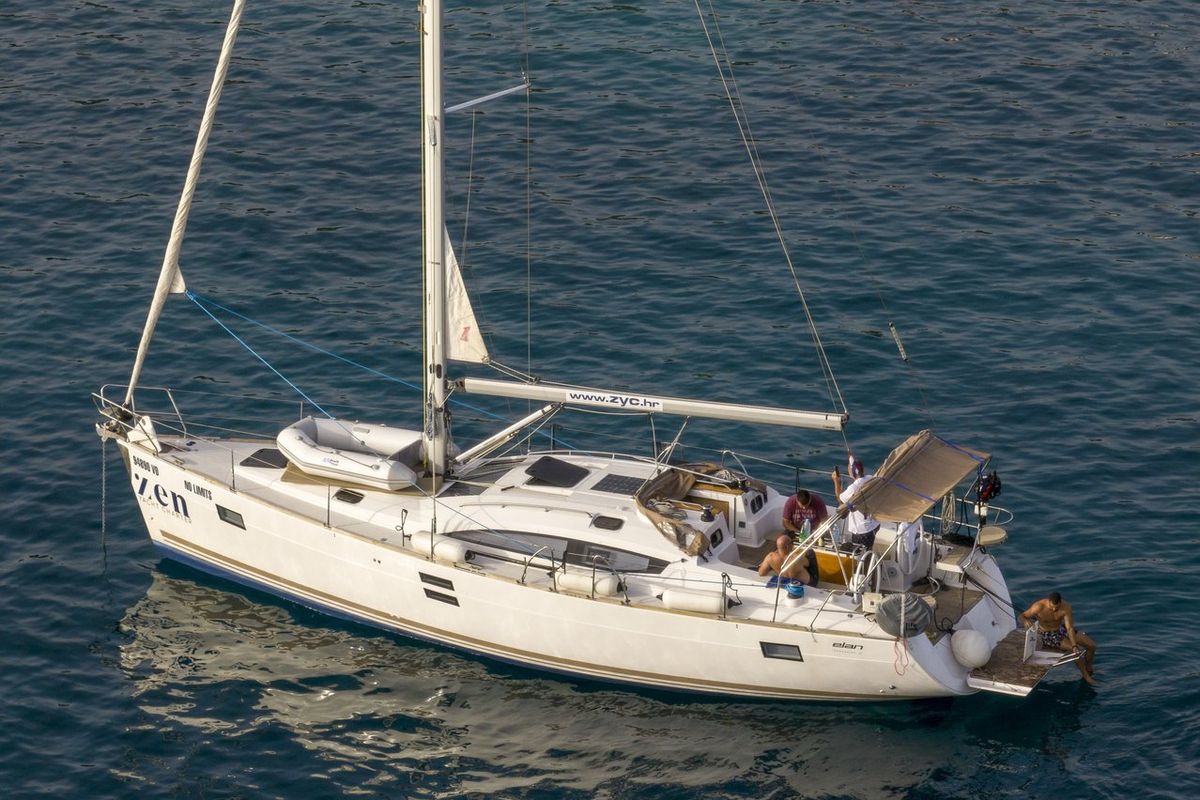 Exterior view of No Limits, a Elan Impression 45 sailboat at Tribunj, Croatia