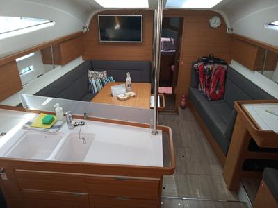 Salon of No Limits, a Elan Impression 45 sailboat at Tribunj, Croatia