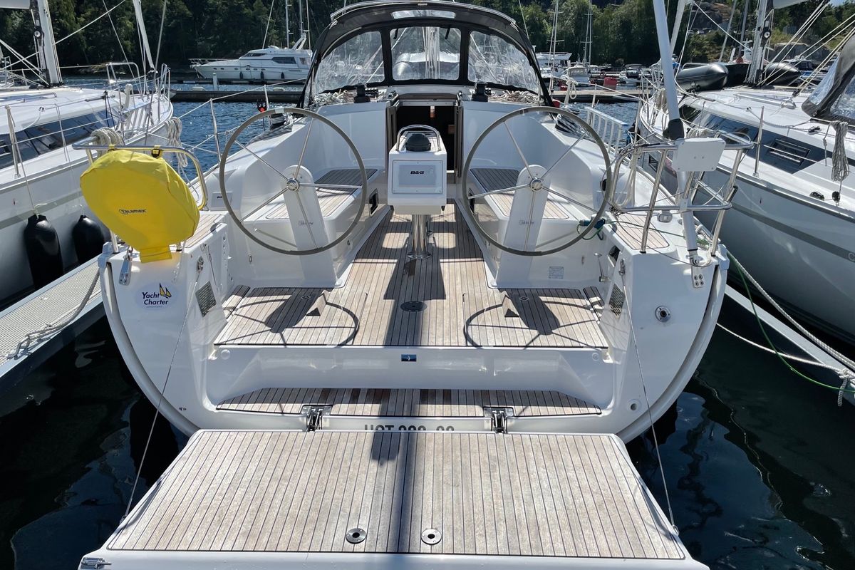 Cockpit of ZEPHYR, a Bavaria Cruiser 41 sailboat at Gothenburg, Sweden
