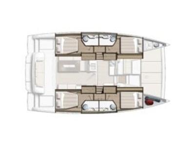 Floor plan of North Cat 42, a Bali 4.2 catamaran at Sipias Municipal Unit, Greece