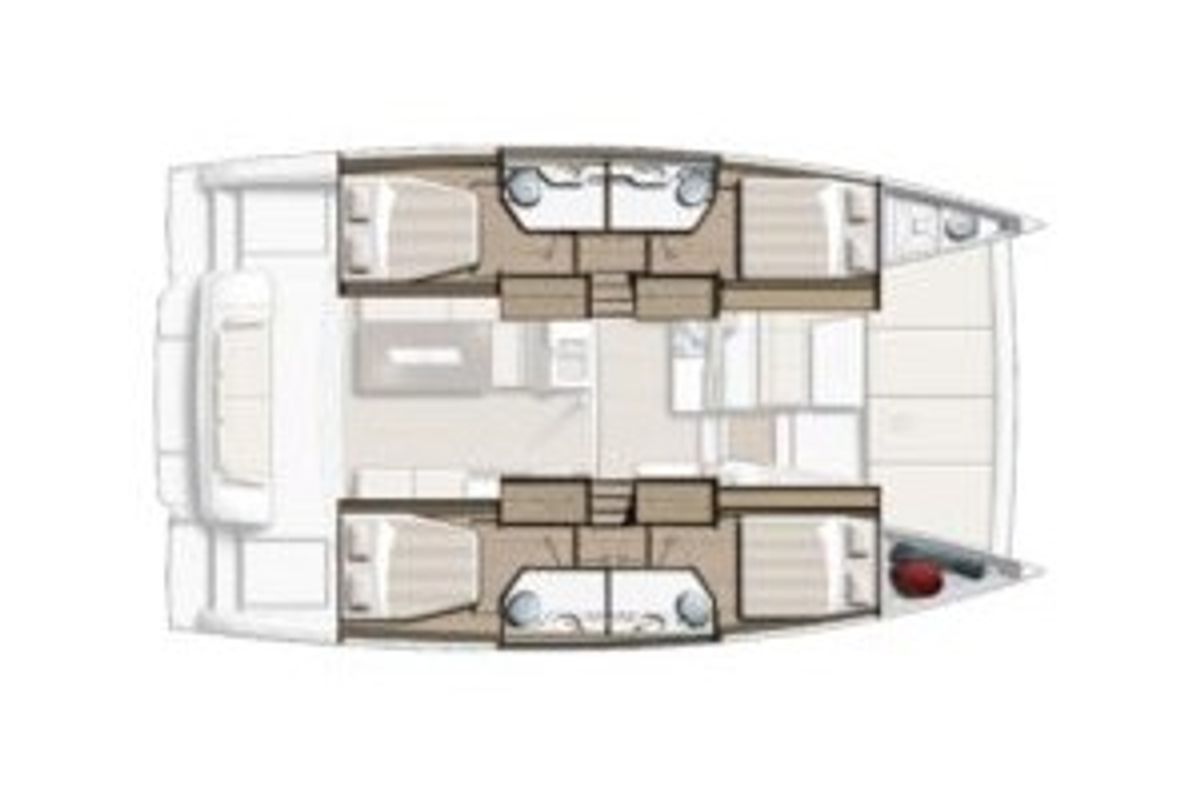 Floor plan of North Cat 42, a Bali 4.2 catamaran at Sipias Municipal Unit, Greece